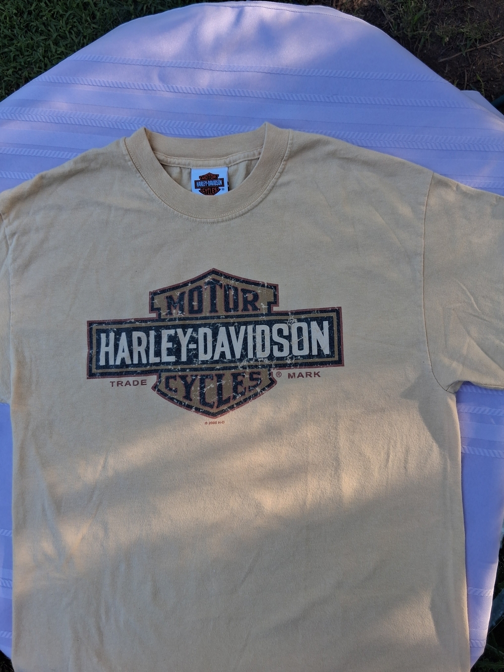Harley-Davidson Beige Short Sleeve Tee with Black Shield Logo